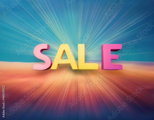 Sale sign with a sunburst background, sale discount concept