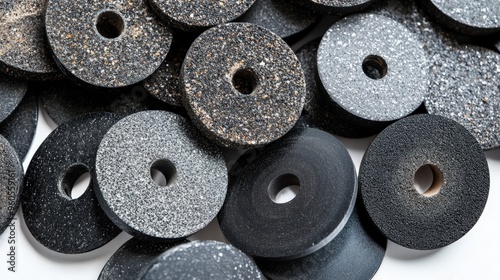 Abrasive Wheels: Grinder Sanding Stone Closeup on White Background