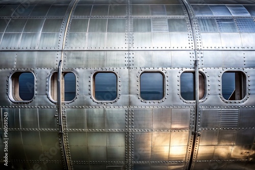 Metal aluminum surface of the aircraft fuselage texture from an aerial perspective, airplane parts, aviation, aircraft maintenance, aircraft manufacturing, aviation industry