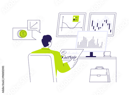 Data-driven investment strategy abstract concept vector illustration.