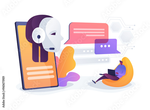 AI-Powered Sales Chatbot Assistance abstract concept vector illustration.