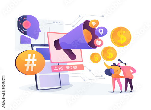 AI-Identified Social Media Sales Insights abstract concept vector illustration.