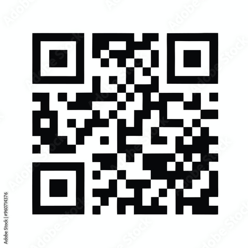 QR code vector illustration silhouette, isolated white background, 