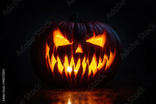 Real Jack O Lantern for halloween isolated on black background