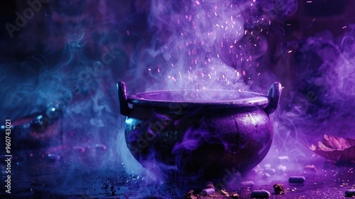 A witch's cauldron bubbling with a mysterious potion