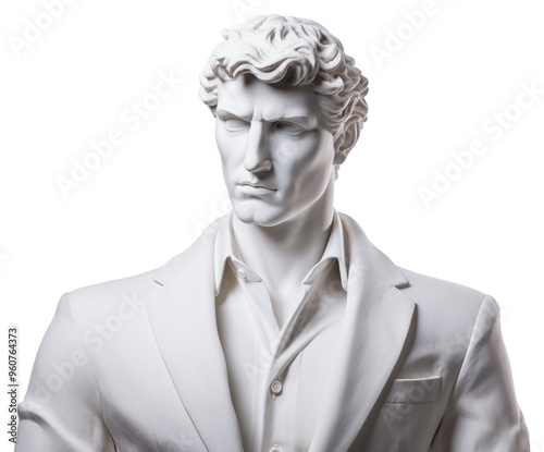 PNG Greek sculpture business suit portrait statue white.