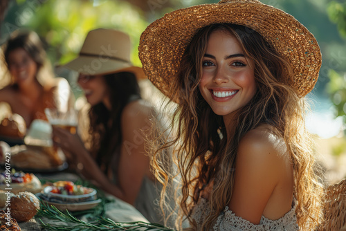 A couple surprising their friends with an impromptu picnic, spreading joy through shared experiences. Concept of spontaneous fun and connection.