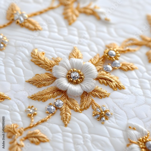 Gota Patti Pattern A type of Indian embroidery using gold or silver ribbon to create intricate patterns.,