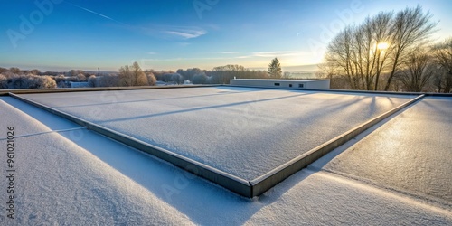 Scenic view of frost covered flat roof in winter