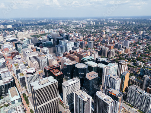 aerial city view of the skyline of downtown Ottawa, including Parliament buildings Ottawa, Ontario Canada