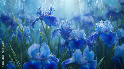 closeup Blue iris flower isolated.