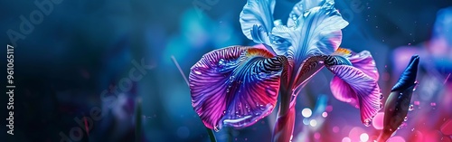 closeup Blue iris flower isolated.