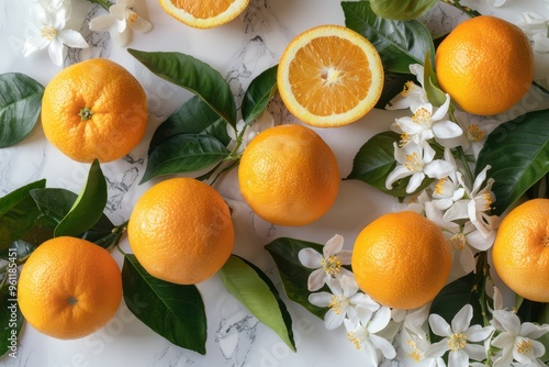 Vibrant Orange Blossoms in a Beautiful Flatlay Arrangement