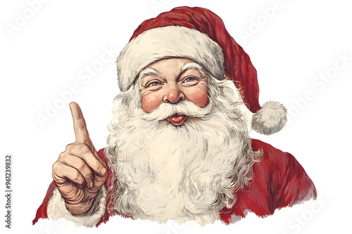 Santa portrait vintage illustration isolated on transparent background