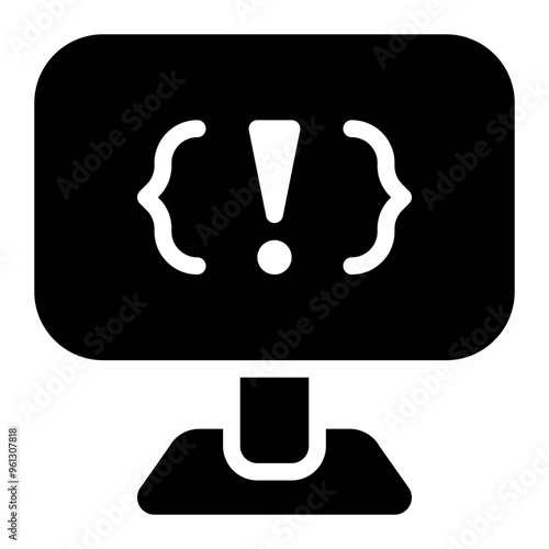 syntax error, trouble, error, syntax, warning, programming solid or glyph icon