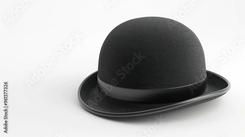 Classic black bowler hat in a sleek 3D design, perfect for adding a touch of elegance to any outfit or occasion.