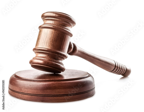 Judge's gavel, chairman's gavel, wooden gavel isolated in white