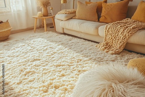 Cozy Living Room Interior with Plush Rug