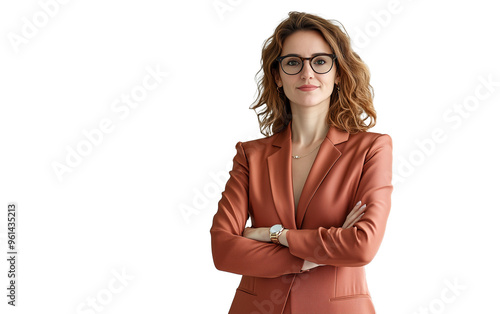 portrait of a business woman crossed arms isolated on white