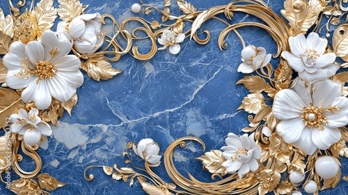 Intricate Glaze Metallic Baroque Floral Wall Art with Golden Accents.