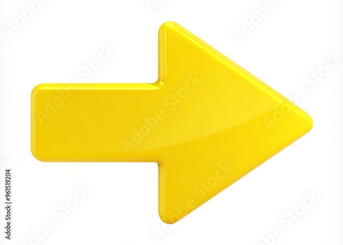 " Bright yellow arrow with rounded edges, pointed tip, and subtle shading, suitable for use as a graphic element or icon."