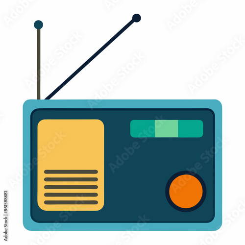 Transistor radio with an antenna on a white background