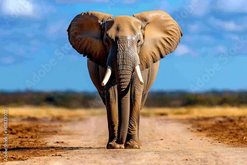 African animals, elephants trumpeting, distant calls carry over the landscape, communicating with far-off herds