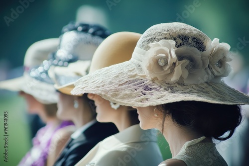 Stylish headwear at a race track