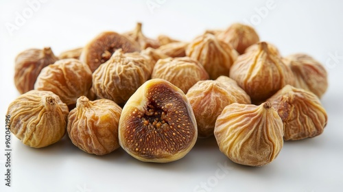 Ripe Dried Figs on Pure White Background - High Resolution Stock Photo with Professional Color Grading and Sharp Focus