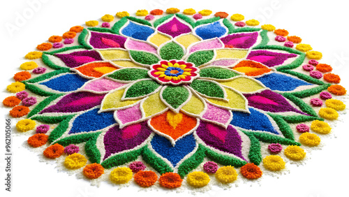 Festive colorful rangoli design, cut out transparent