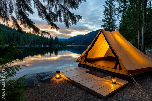 Tent nestled by the lake, forest sounds, nature's lullaby makes for the perfect retreat as the gentle breeze rustles through the trees