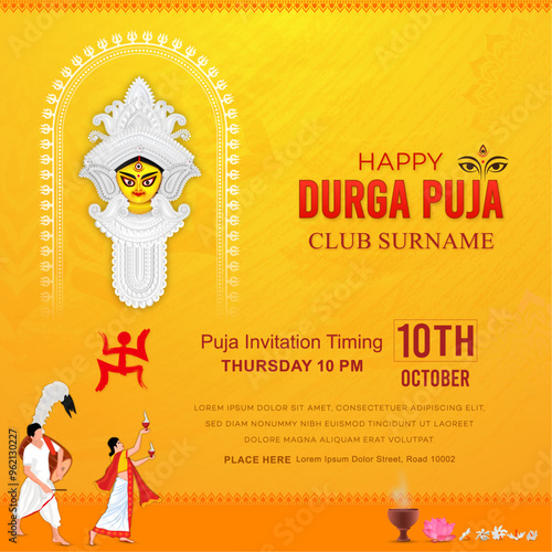 durga puja festival. happy durga puja, indian festival, invitation card, Story, Poster, durga puja, 