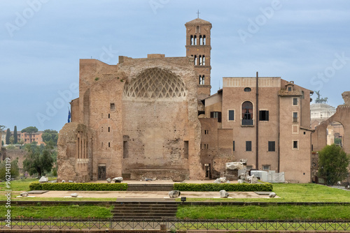 Via Sacra and Tito Arc, Temple of Venus from the Colosseo, Rome, Italy