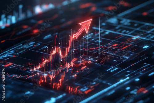 The success of competitive pricing models and value-added services is evident in business graphs, where a red arrow shows a sharp rise in sales