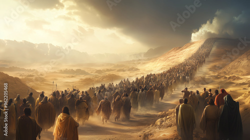 Massive Exodus of Israelites Led Through the Desert After Liberation