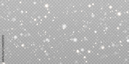 Vector texture Cold winter wind with snow. On transparent background. Christmas cold snow effect.