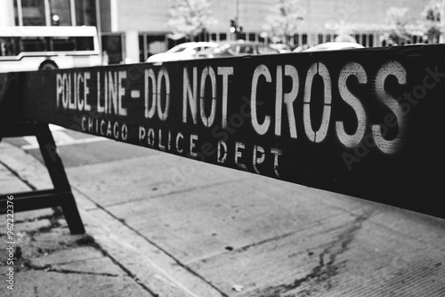 do not cross police barricade in downtown Chicago