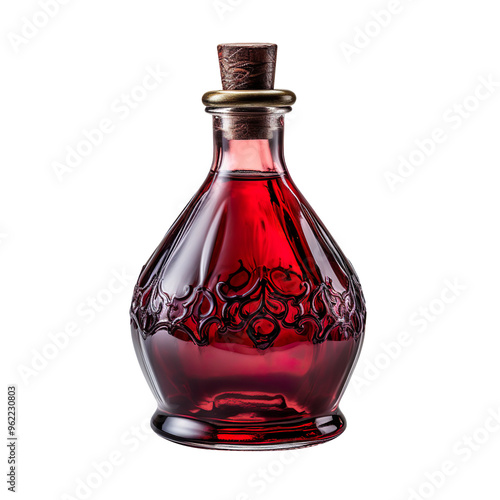 red potion bottle isolated on transparent and white background