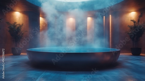 relax in a serene bathhouse with aromatic steam stylish concept banner mockup