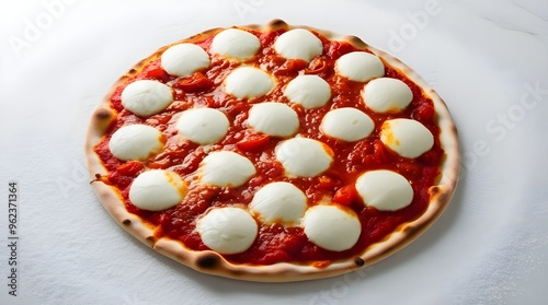 Delicious pizza Margherita (tomato sauce and mozzarella), isolated on white background 