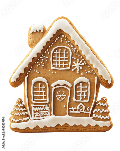 Gingerbread House isolated on transparent or white background