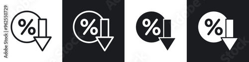 Percent down line icon vector illustration set.