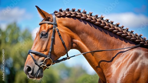 Perfectly braided plaits on a show jumping horse, show jumping, horse, plaits, braids, grooming, competition, equestrian, mane