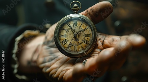 Vintage Pocket Watch in Hand - Timepiece Detail