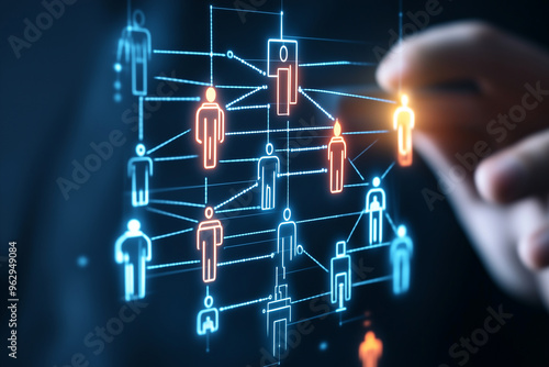 Projected virtually, the infrastructure diagram highlights the communication channels and hierarchy integral to effective HR workflows