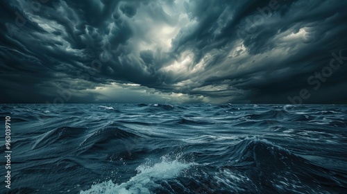 Dramatic cloudy sky over a dark stormy sea