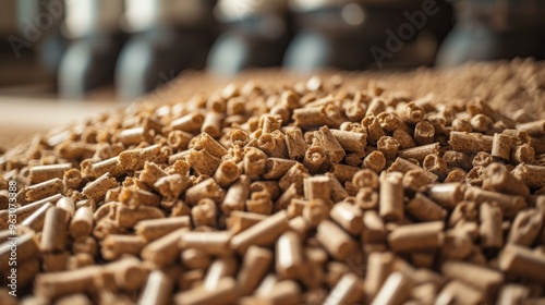 Close-up of Wood Pellets: A Renewable Energy Source