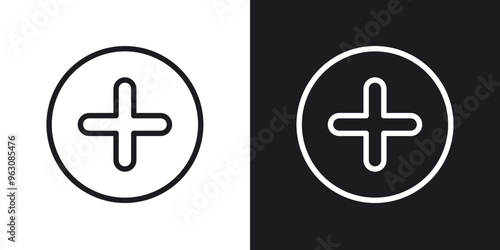 Plus icon in black and white stroke