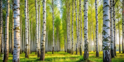 Majestic silver birch trees in a tranquil forest setting, nature, trees, silver birch, forest, tranquil, peaceful, serene