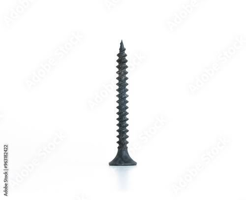 black screw isolated on white background